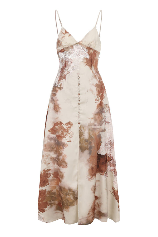 Peng Tai 24 Autumn and Winter Printed Asymmetric Lace Suspender Dress PT-PTW24C17-3-RANDOW